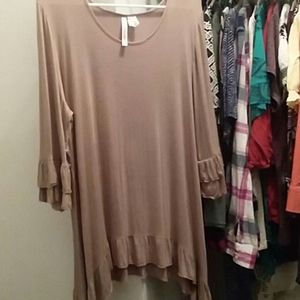 Tan ruffled top